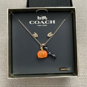 Coach Halloween Pumpkin And Bat Pendant Necklace Set